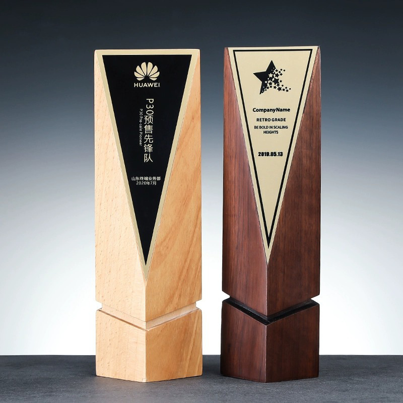 Factory Wholesale Wooden Plaques Trophy Awards Custom Sandblasting Wooden Souvenir Plaques Trophy