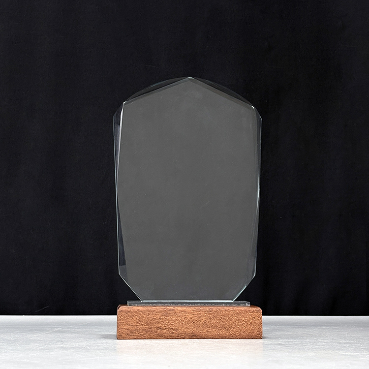 Blank Plaque Crystal Trophy with Wooden Base  MH-LJ0730