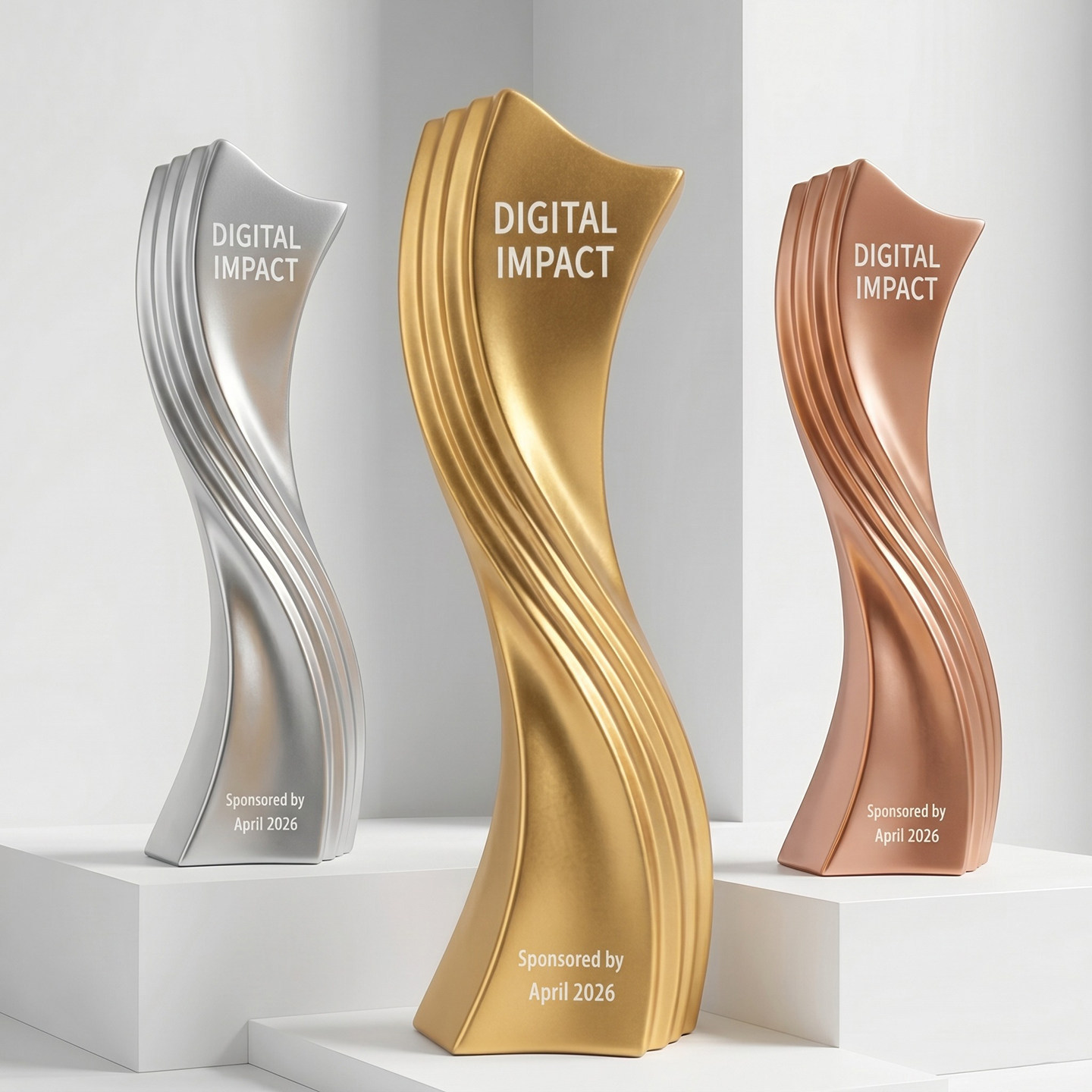 Customization Irregular Twisted Resin Trophy Excellent Employees Gold Silver Copper Imitate Metal Resin Trophy