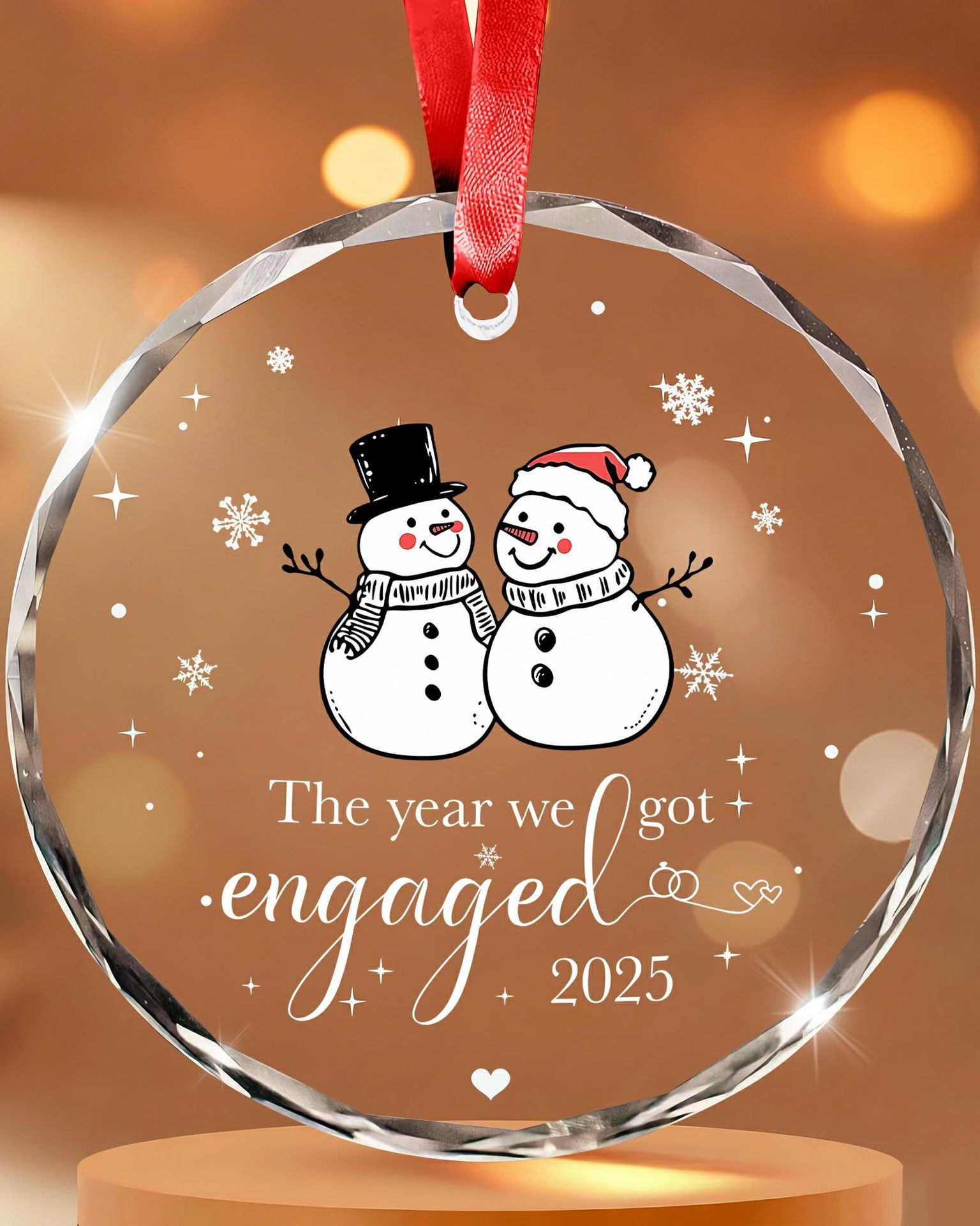 Premium Clear Crystal Glass Blank Charm UV Print Xmas Hanging Ornament for Home Holiday Decor