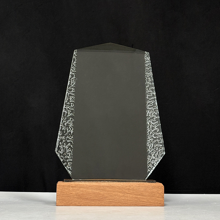 Blank Diamond Plaque Crystal Trophy with Wooden Base  MH-LJ0721