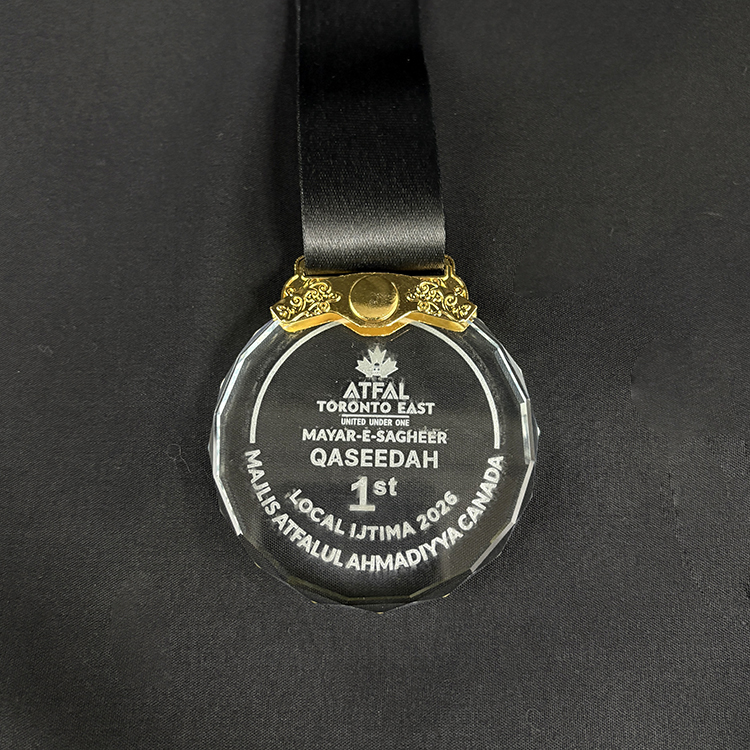 Gold Silver Bronze Metal Personalized Clear Glass Crystal Medal with Ribbon MH-LJ0751