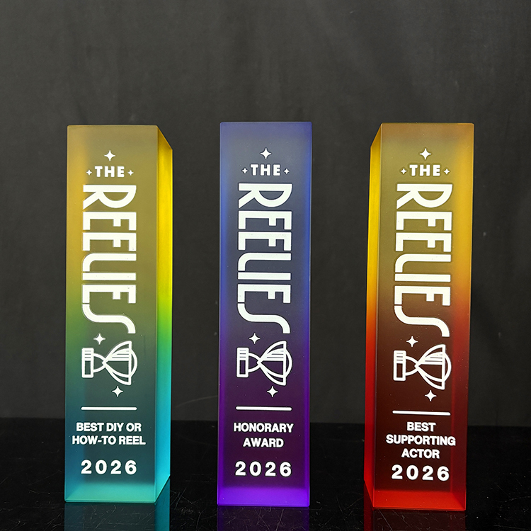 Gradient Rainbow Color Frosted Finishing Rectangle Crystal Trophy MH-LJ0712
