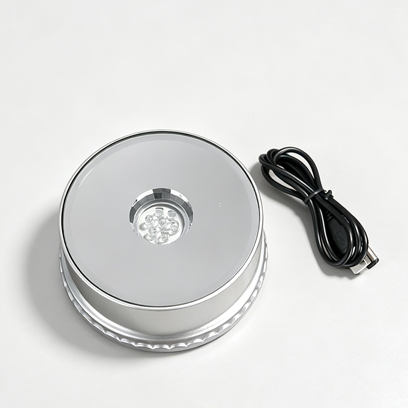 Yilan LB04 LED Silver Plastic Base Laser Engraved Color Lighting Night Light Round Base DIY Customizable Decoration