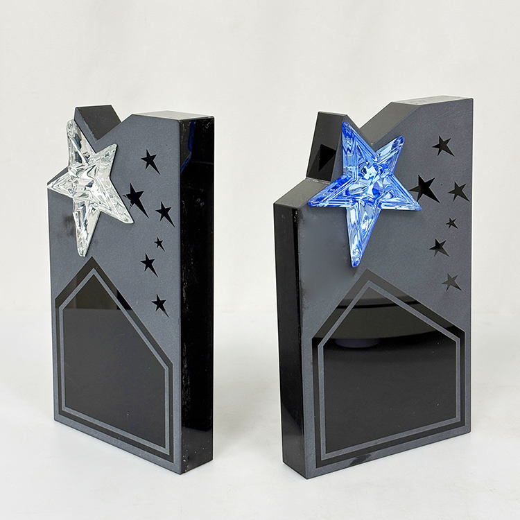 Black Crystal with Blue Mirror Star Crystal Trophy Awards MH-MJ0737