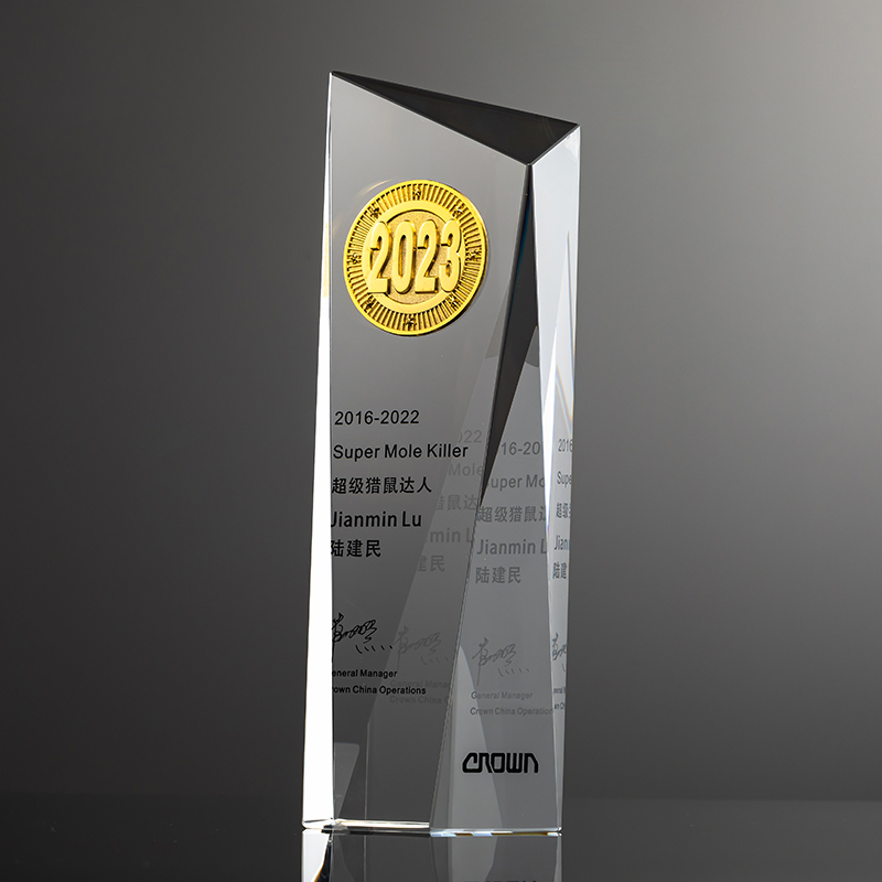 Small Bridge New Product Ideas Wholesale Custom Black and White Crystal Trophy with Beveled Corners