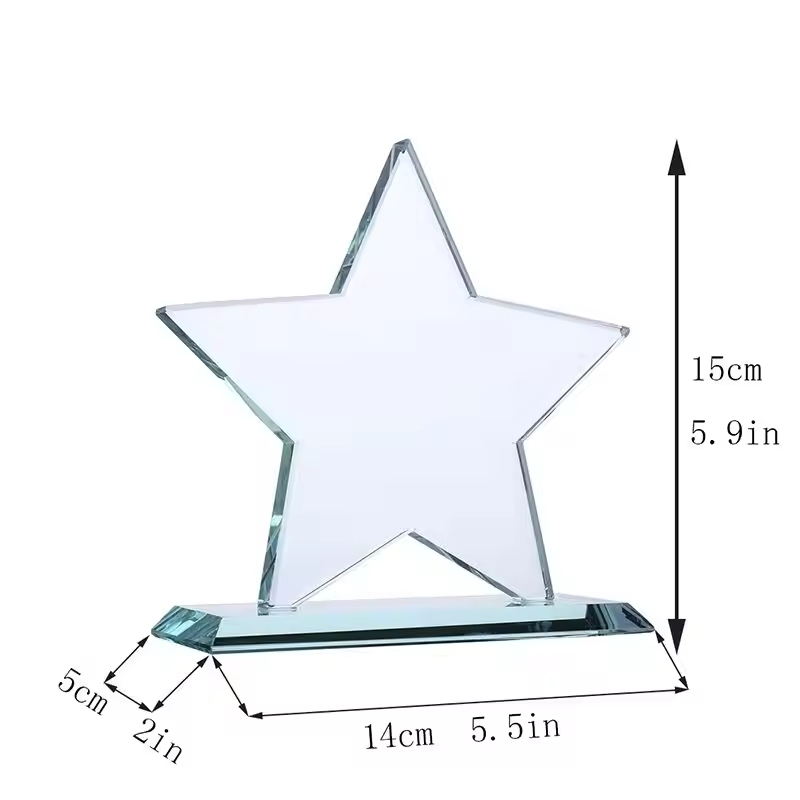 Honor of Crystal Wholesale Clear Star Shaped Crystal Plaque Award Trophy With Clear Base Business Souvenir