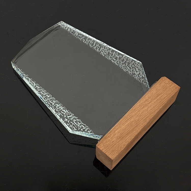 Blank Diamond Plaque Crystal Trophy with Wooden Base  MH-LJ0721