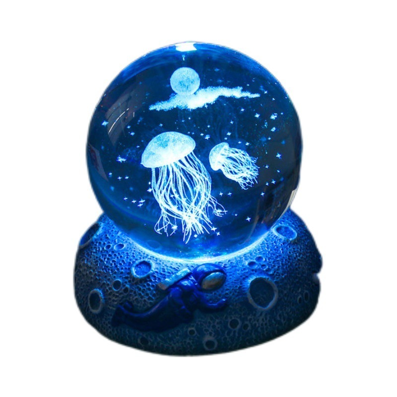 Drop Shipping Wholesale Art Crystal Ball Night Lamp 3d Luminous Solar System Crystal Ball Decoration Led Night Lights