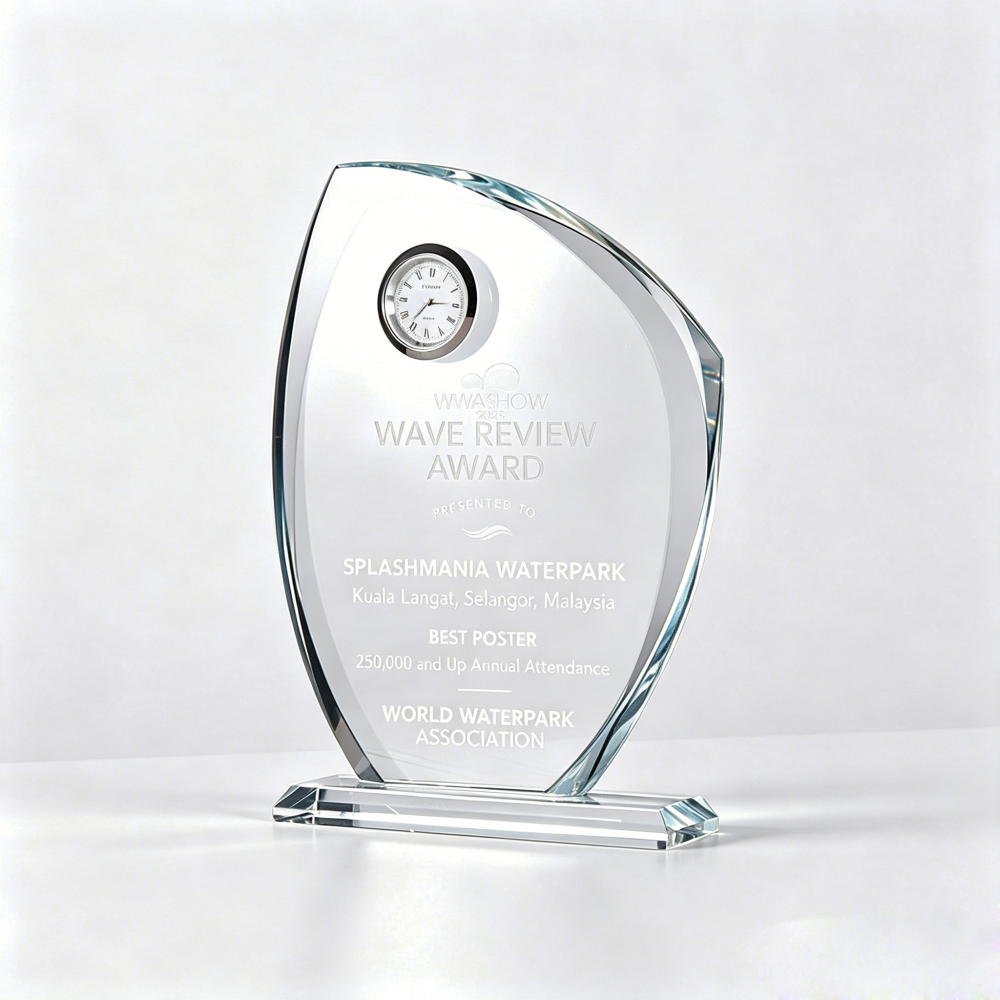 Decorative Crystal Award Clock Trophy Hand Crafted UV Printed Laser Engraving Custom Personalized Glass Crystal Trophy for