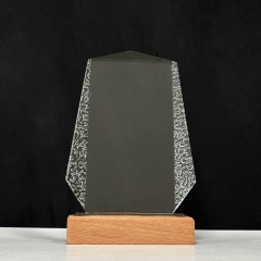 Clear with wooden base