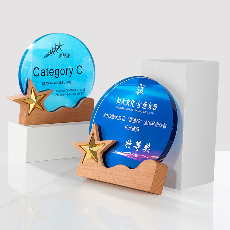 Wholesale Professional Wooden Plaques Awards Color Printing Custom Crystal Trophy