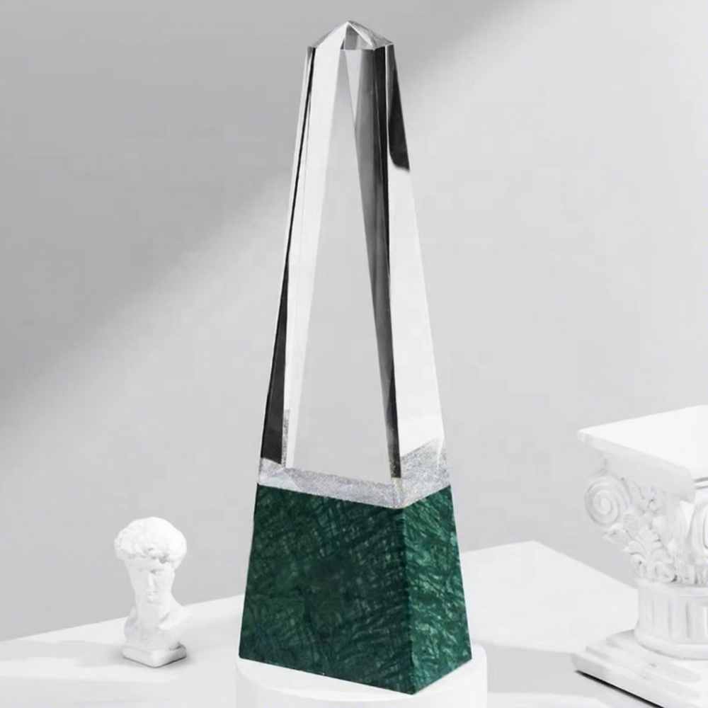 Engraved Crystal Trophy Bases Pyramid Style UV Printing Corporate Glory Professional Custom Logo