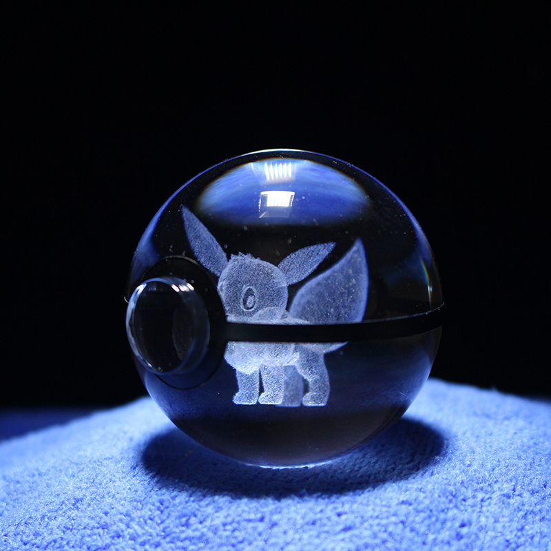 Glowing K9 Crystal 3D Cartoon Pokemon Go Glass Anime Pokeball With Optional Base for Christmas Gifts Night Lamp Gifts