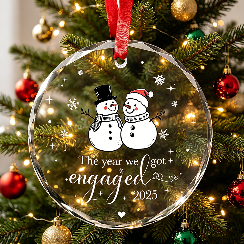 Premium Clear Crystal Glass Blank Charm UV Print Xmas Hanging Ornament for Home Holiday Decor