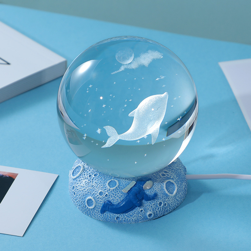 Drop Shipping Wholesale Art Crystal Ball Night Lamp 3d Luminous Solar System Crystal Ball Decoration Led Night Lights