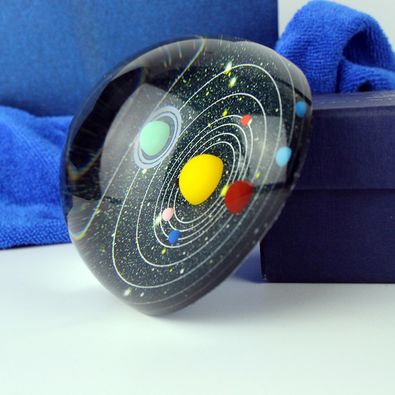 Galaxy 8 Planets Solar System Planet Crystal Half Ball Paperweight Decor Astronomical Educational Gift
