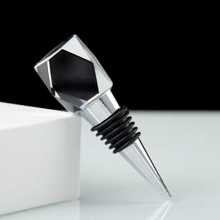 Custom Blank Block Crystal Wine Cork Bottle Stopper Funny Glass Reusable Screw Cap Champagne Wine Stopper for Banquet Souvenirs