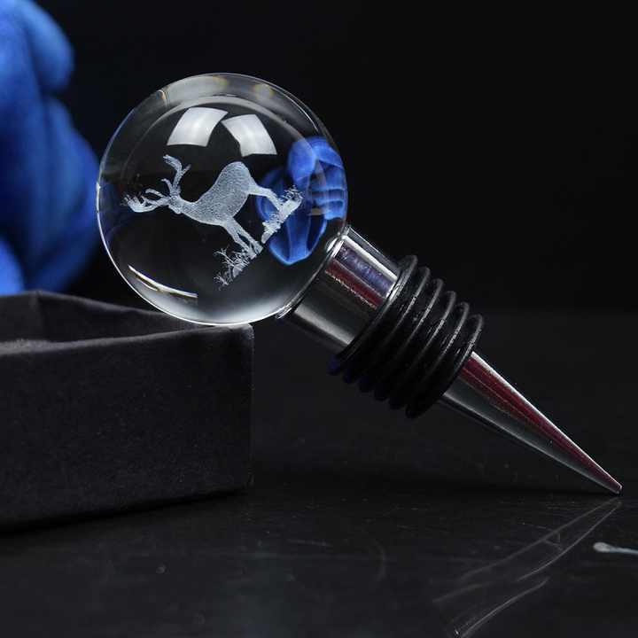 Personalized Ball Wine 3d Laser Engraved Crystal Glass Bottle Stopper Wine Stoppers for Community Gifts