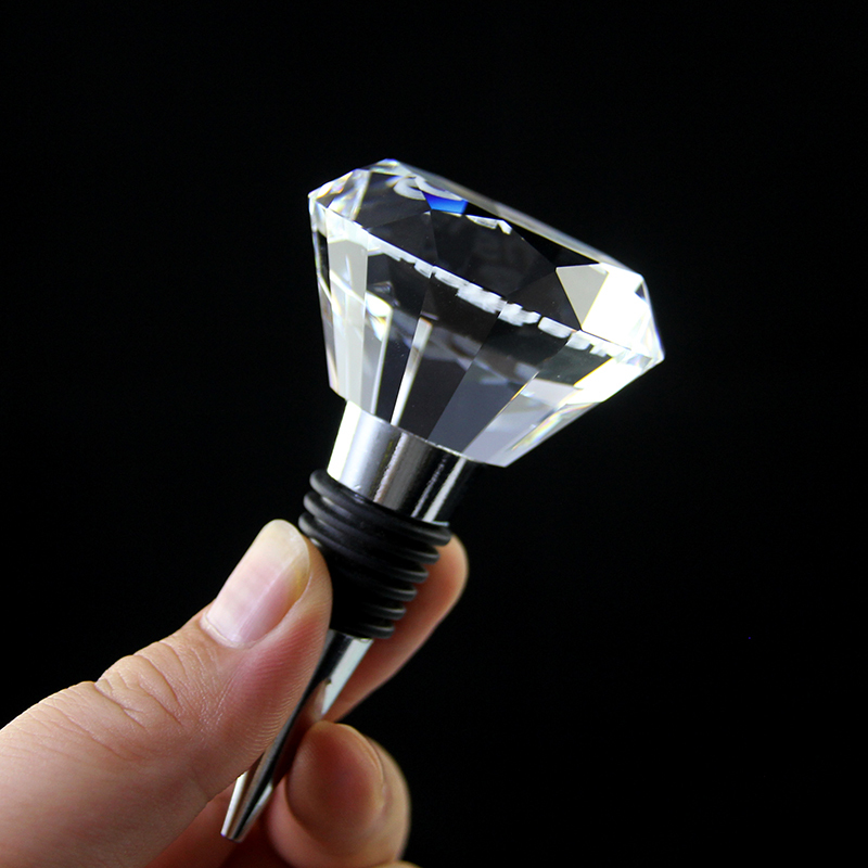 NEW Stunning 50mm Big Gemstone Diamond Bottle Stopper Custom Crystal Glass Champagne Wine Bottle Cap for Anniversary Gifts