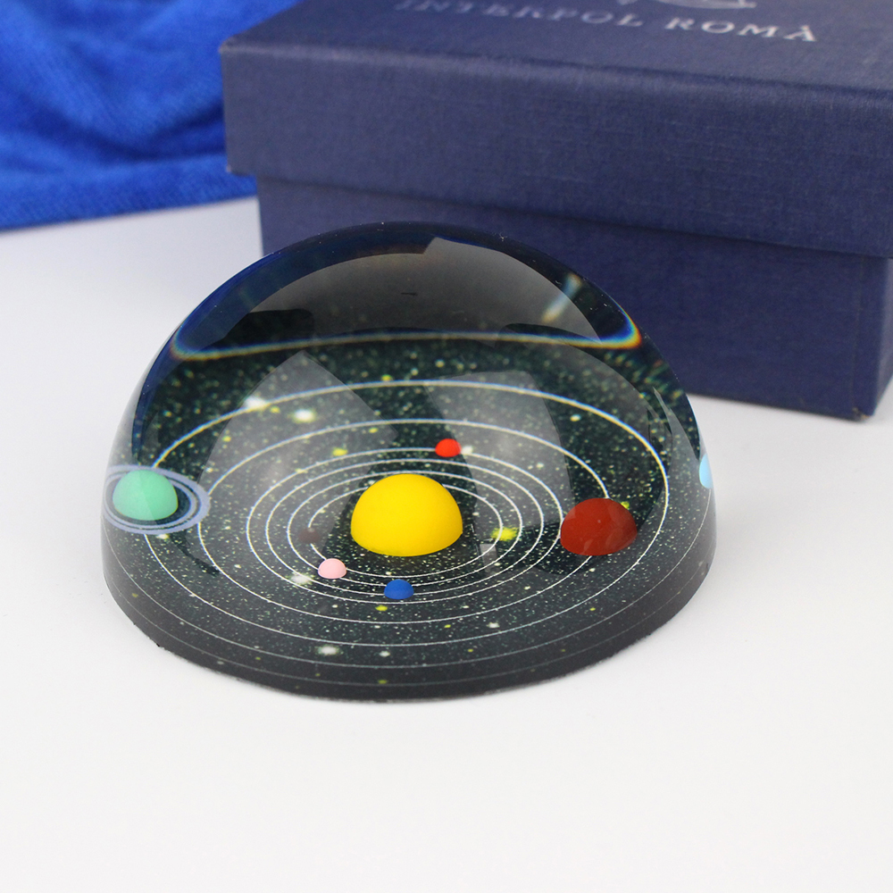 Galaxy 8 Planets Solar System Planet Crystal Half Ball Paperweight Decor Astronomical Educational Gift