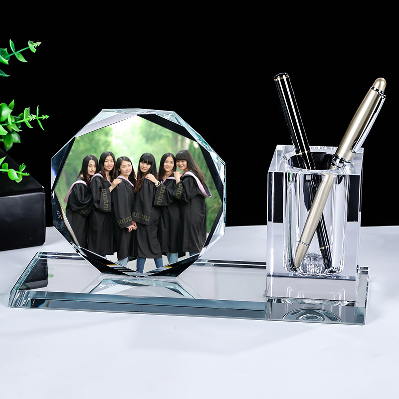 Honor of Crysal Custom Pen Holder Teachers' Day Gift Business Office Decoration Supplies Crystal Trophy Pen Holder