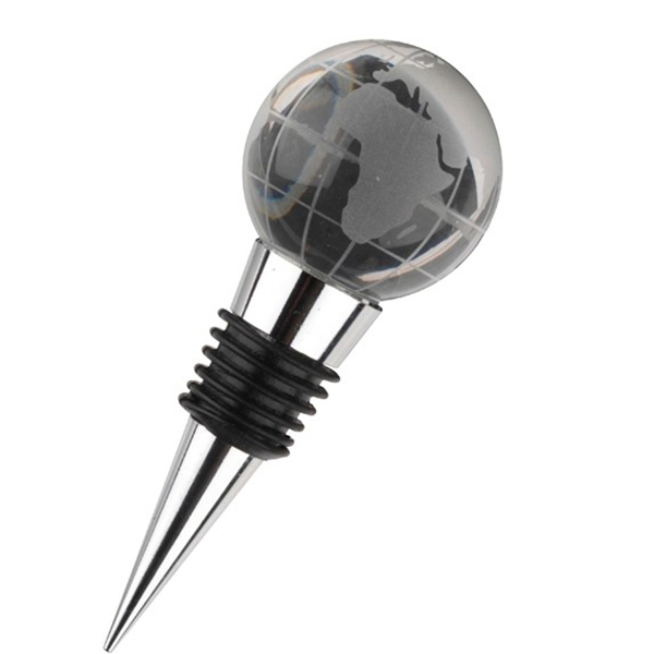 Cheap Public Welfare Activities Promotional Products Crystal Earth Ball Globe Shape Wine Bottle Stopper