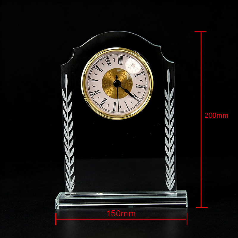 High-end School Business Retirement Souvenirs Office Desk Crystal Clock Ornaments Laser Engraved Custom