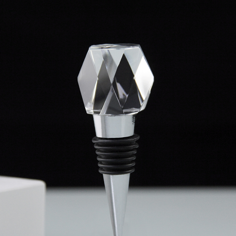 Custom Blank Block Crystal Wine Cork Bottle Stopper Funny Glass Reusable Screw Cap Champagne Wine Stopper for Banquet Souvenirs