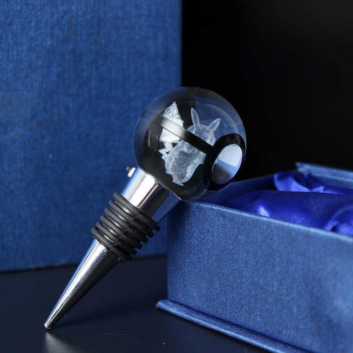 Newly Design Pokemon Ball Crystal Wine Bottle Stopper Glass LED Bottle Stopper Party Decoration