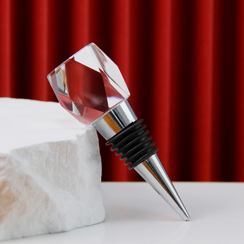 Custom Blank Block Crystal Wine Cork Bottle Stopper Funny Glass Reusable Screw Cap Champagne Wine Stopper for Banquet Souvenirs