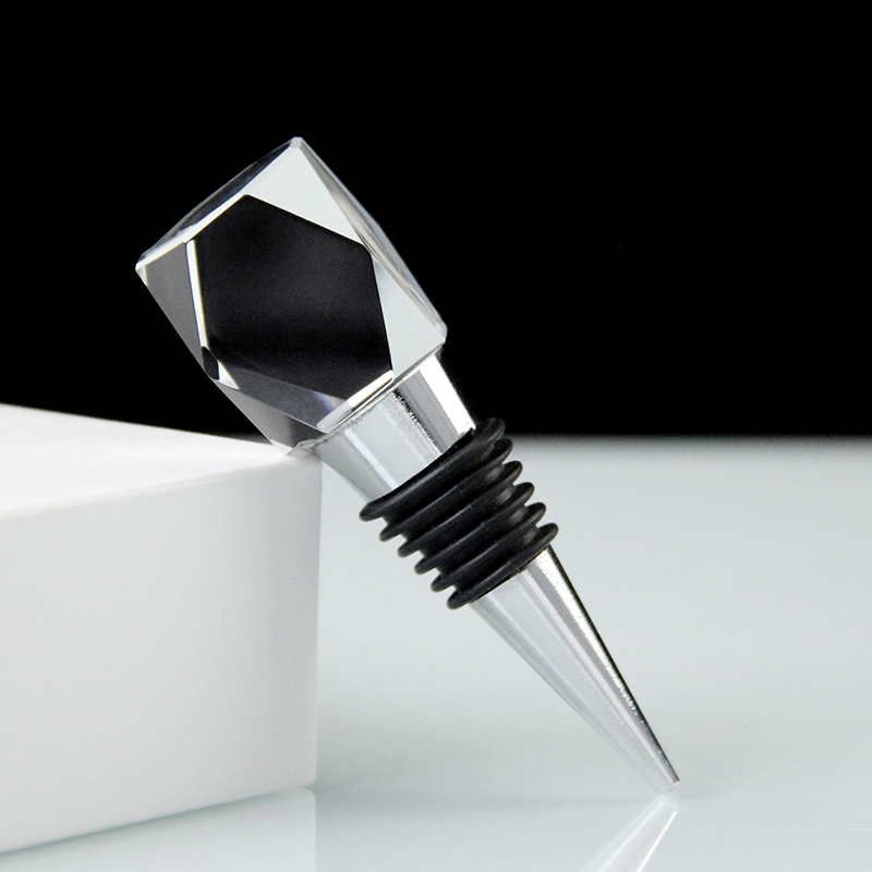 Custom Blank Block Crystal Wine Cork Bottle Stopper Funny Glass Reusable Screw Cap Champagne Wine Stopper for Banquet Souvenirs