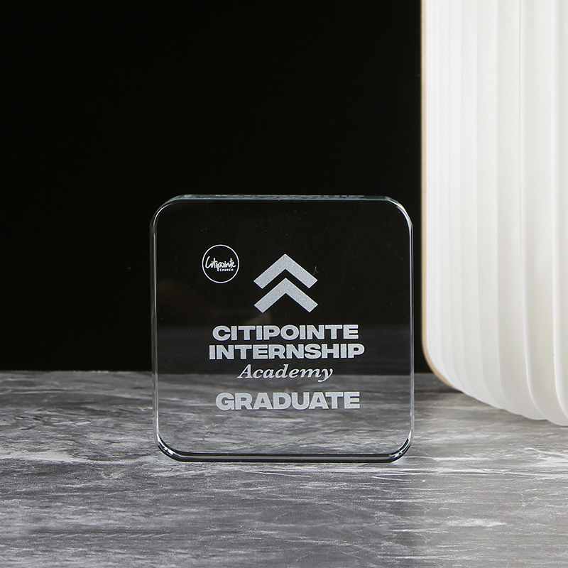Promotional Company Business Souvenirs Gift Crystal Square Glass Paperweight Custom