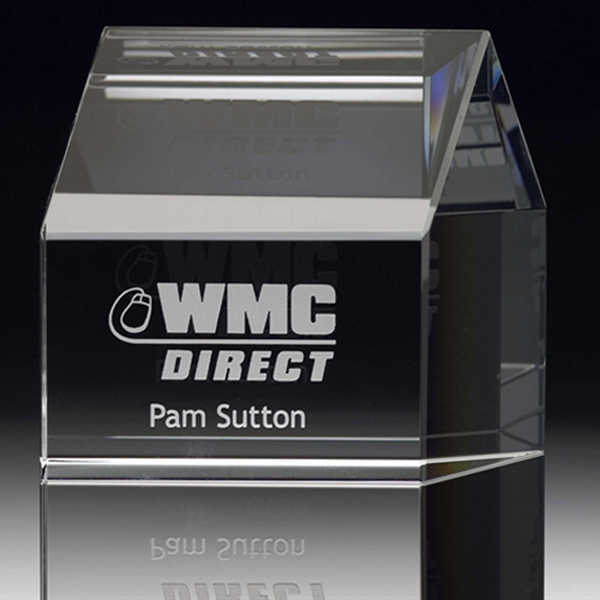 House Shape 3D Laser Engraving Crystal Custom Paperweight for Home Real Estate Decoration
