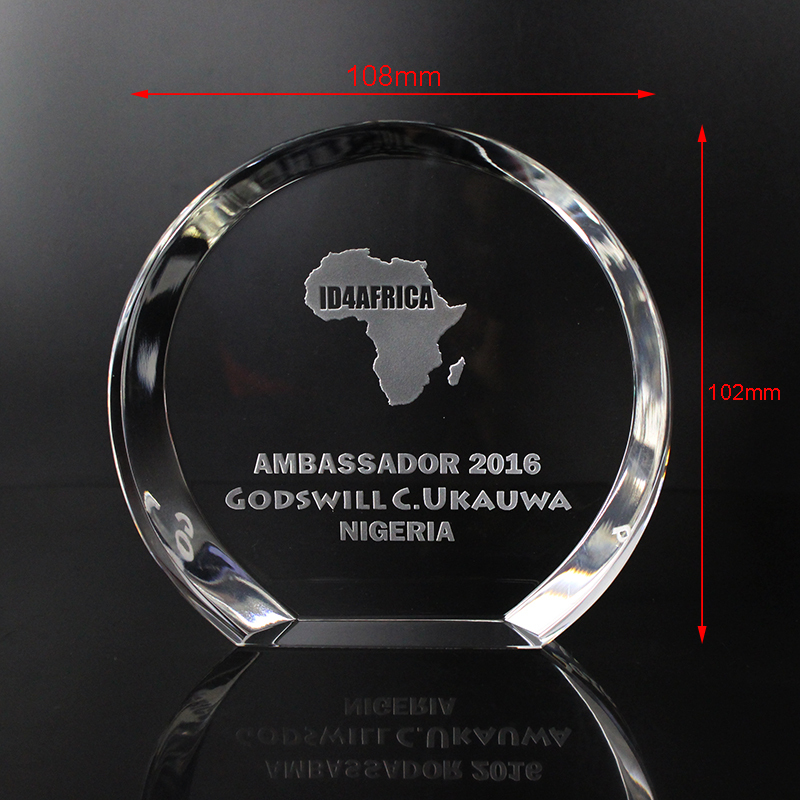 Wholesale Custom Etched Crystal Trophy Shield Blank for Paperweight