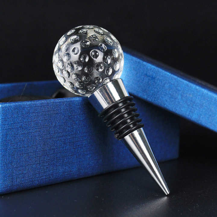 Cheap Clear Glass Crystal Golf Shape Wine Stopper Golf Club Souvenirs