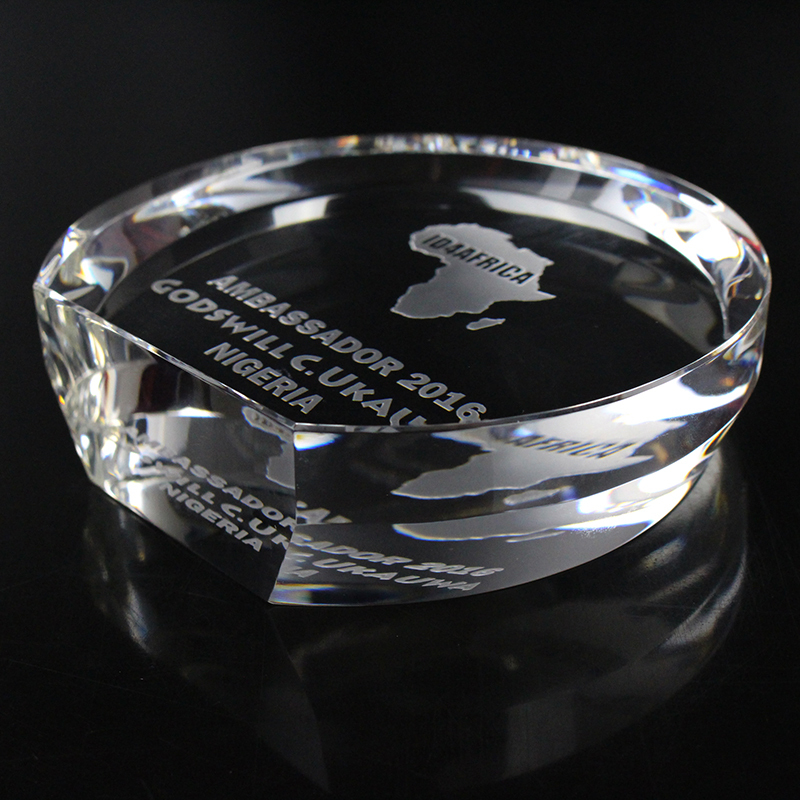 Wholesale Custom Etched Crystal Trophy Shield Blank for Paperweight
