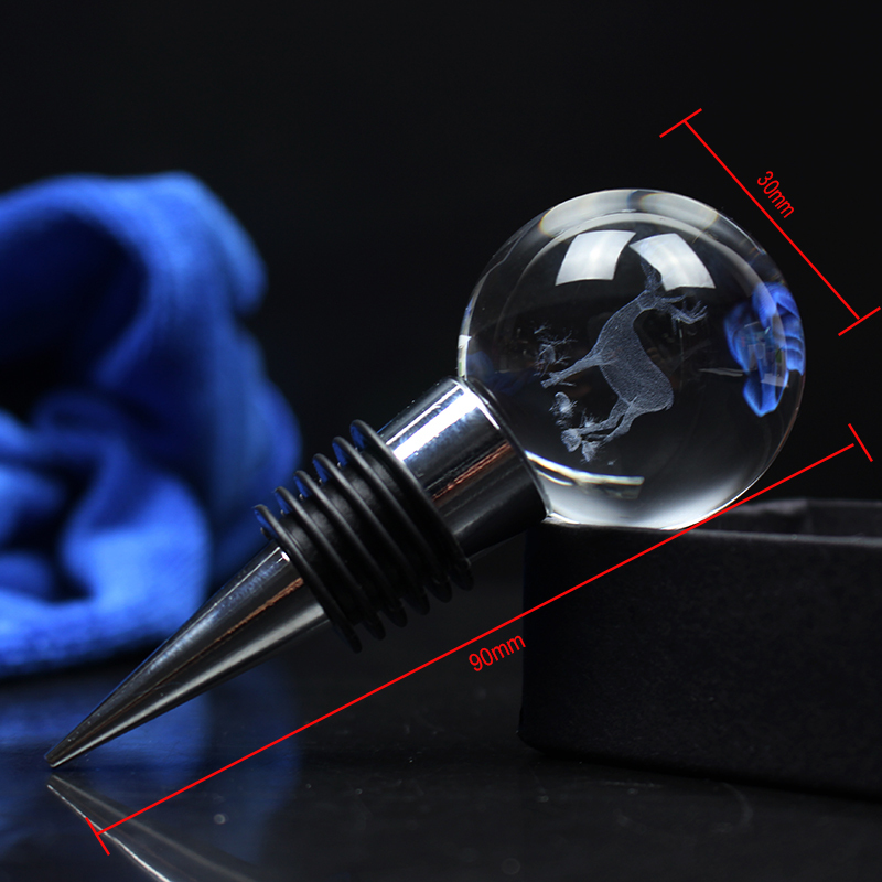 Personalized Ball Wine 3d Laser Engraved Crystal Glass Bottle Stopper Wine Stoppers for Community Gifts