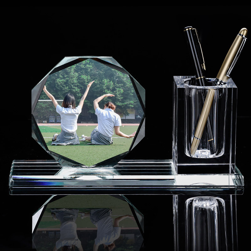 Honor of Crysal Custom Pen Holder Teachers' Day Gift Business Office Decoration Supplies Crystal Trophy Pen Holder
