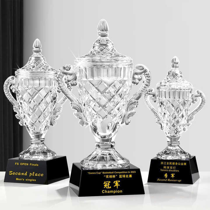 Huge High End Crystal Bowl Trophy Cup Customized Winner Awards Grammy Glass Cup Sports Trophy for Tournament