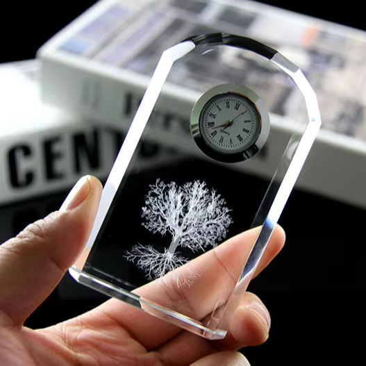 Honor of Crystal Light Luxury Glass Clock Home Living Room Fashion Clock Decoration Office Desk Decoration Crystal Clock