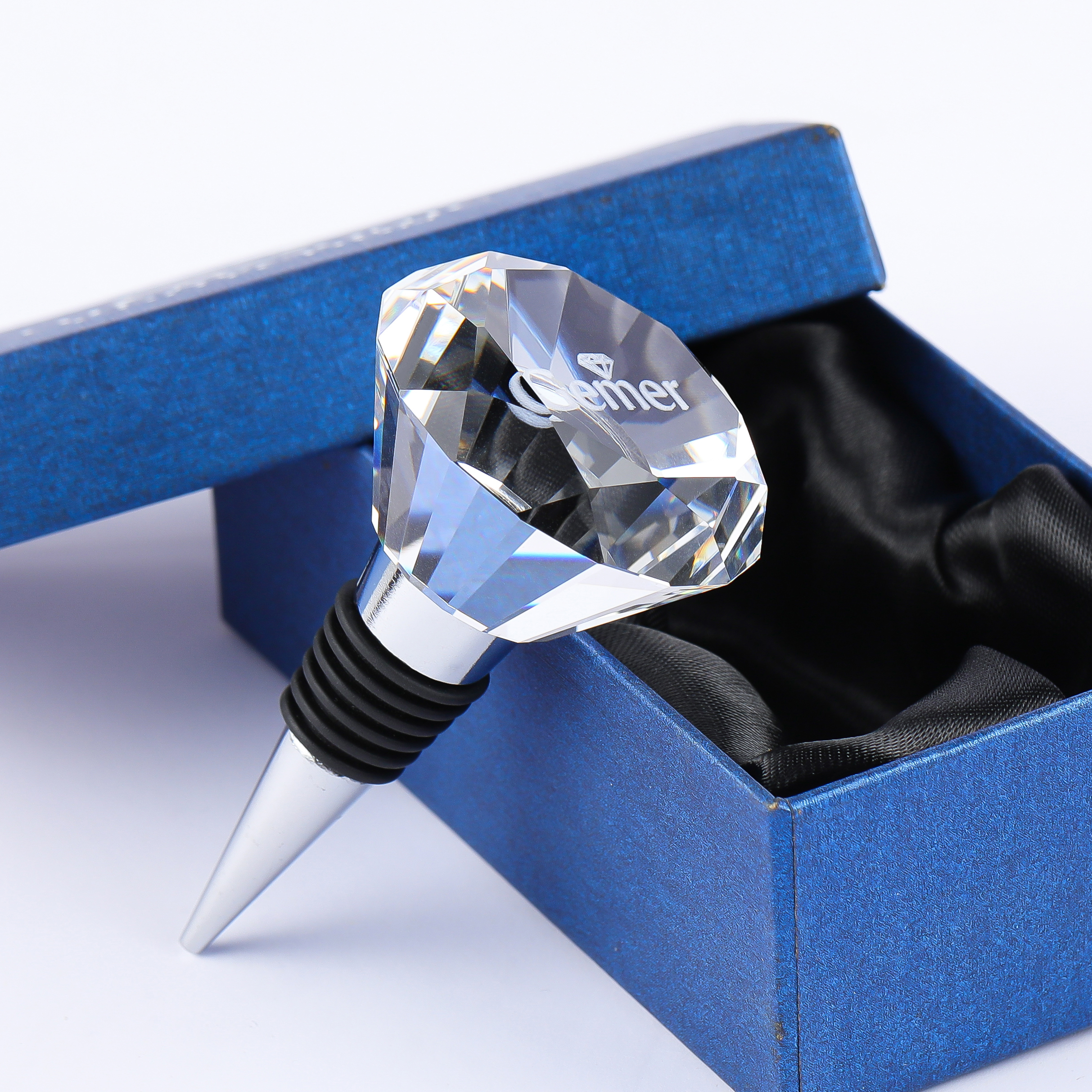 NEW Stunning 50mm Big Gemstone Diamond Bottle Stopper Custom Crystal Glass Champagne Wine Bottle Cap for Anniversary Gifts