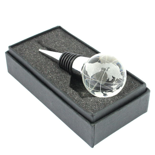 Cheap Public Welfare Activities Promotional Products Crystal Earth Ball Globe Shape Wine Bottle Stopper