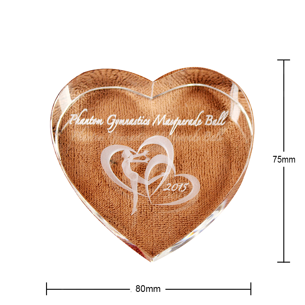 Trophy Supplies Sells Clear Crystal Heart Paperweight Ballet Trophy Laser Engraved Custom