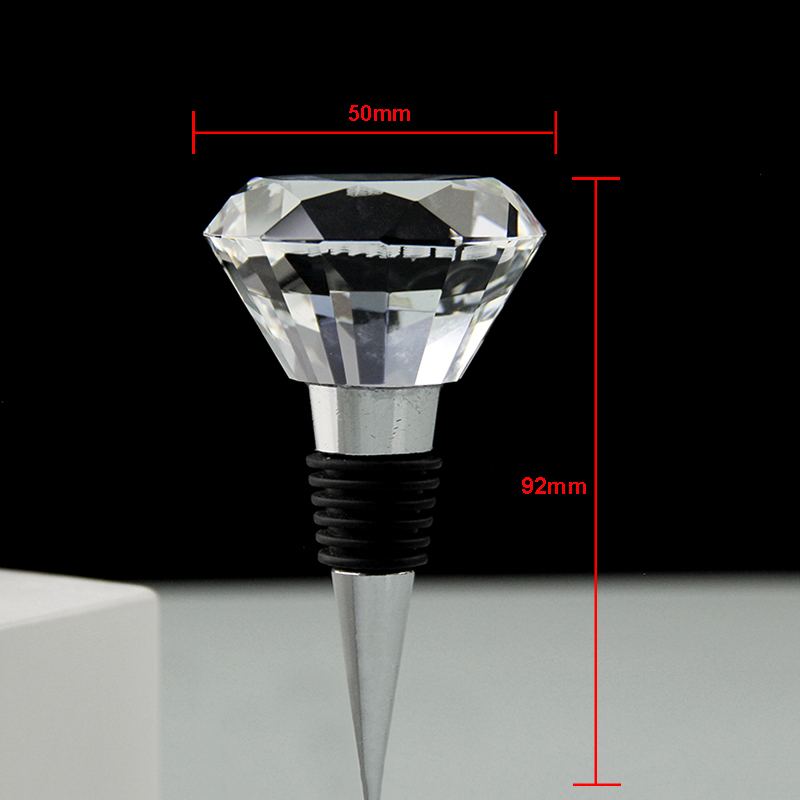 NEW Stunning 50mm Big Gemstone Diamond Bottle Stopper Custom Crystal Glass Champagne Wine Bottle Cap for Anniversary Gifts