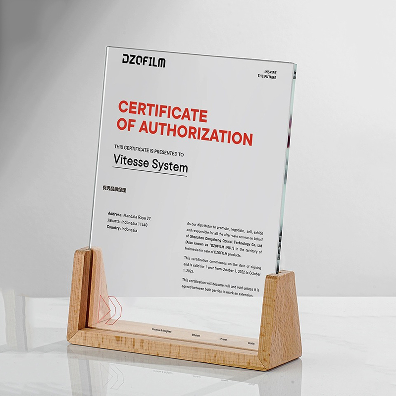 Cheap Customized Glass Wood Shield Trophy UV Printing Awards Blank Plaque With Wooden Base