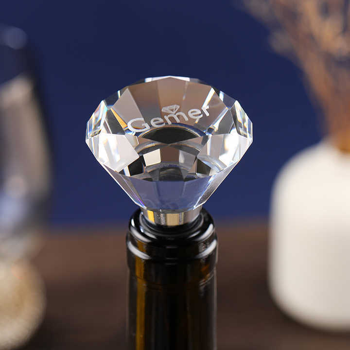 NEW Stunning 50mm Big Gemstone Diamond Bottle Stopper Custom Crystal Glass Champagne Wine Bottle Cap for Anniversary Gifts