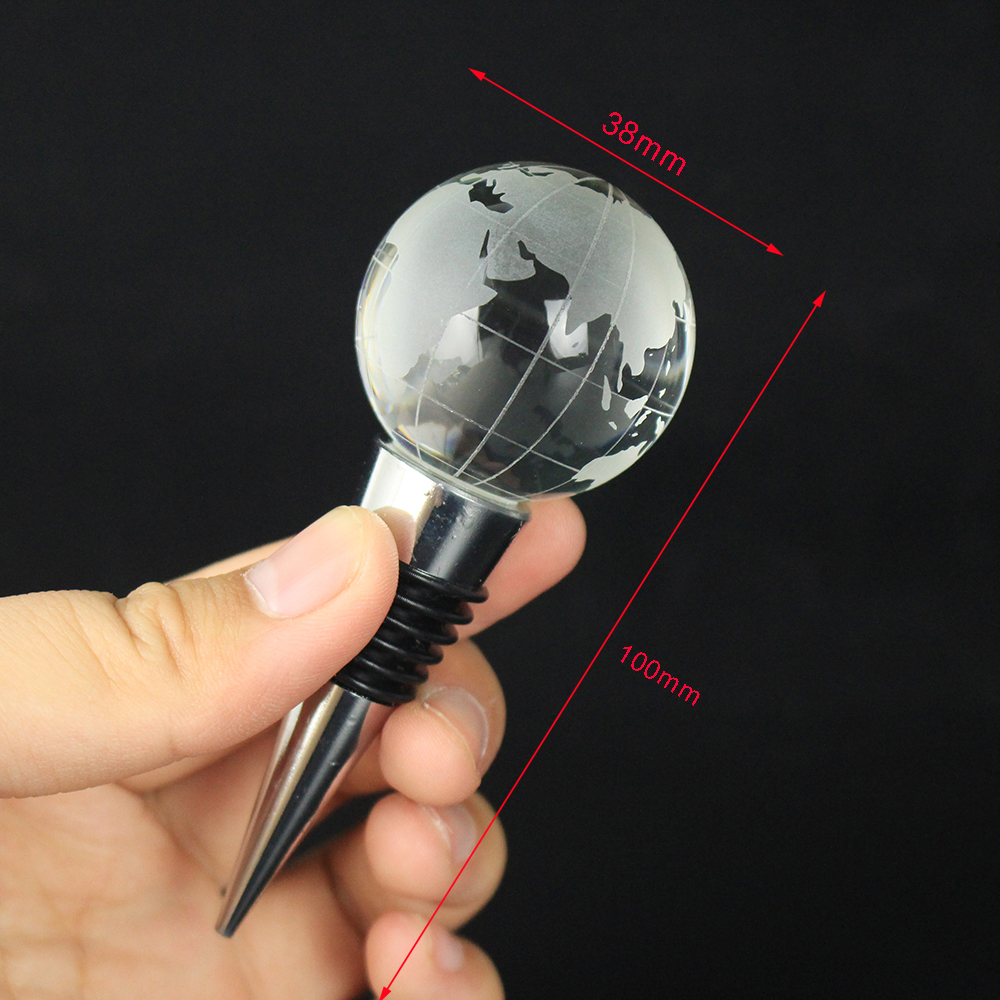 Cheap Public Welfare Activities Promotional Products Crystal Earth Ball Globe Shape Wine Bottle Stopper