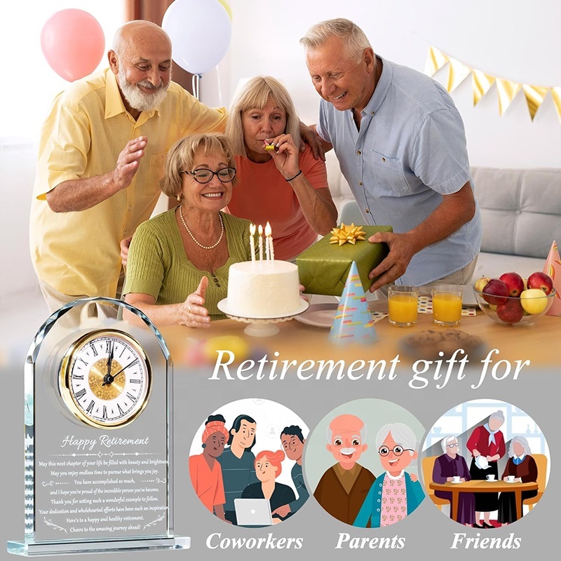 2026 Retirement Gifts Crystal Clock Farewell Goodbye Presents Ideas Leaving Going Away Gift for Coworker