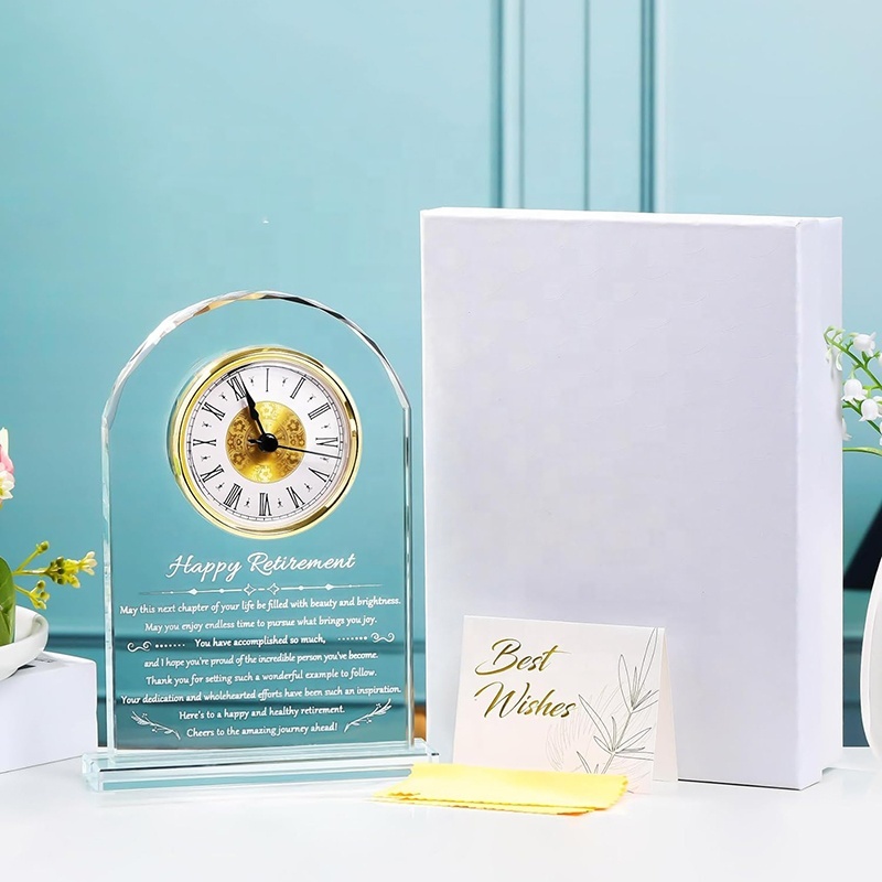 2026 Retirement Gifts Crystal Clock Farewell Goodbye Presents Ideas Leaving Going Away Gift for Coworker
